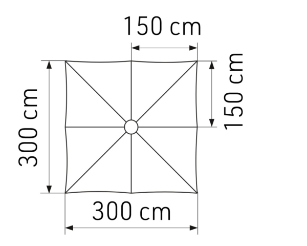 Rechthoekige Parasol - Afmetingen 9' 10'' x 13' 1'' met 10 Panelen